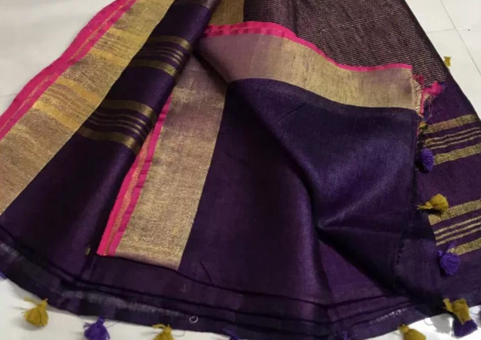 Pure Handwoven Linen Saree