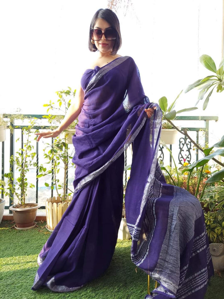 Pure Handwoven Cotton Linen Saree