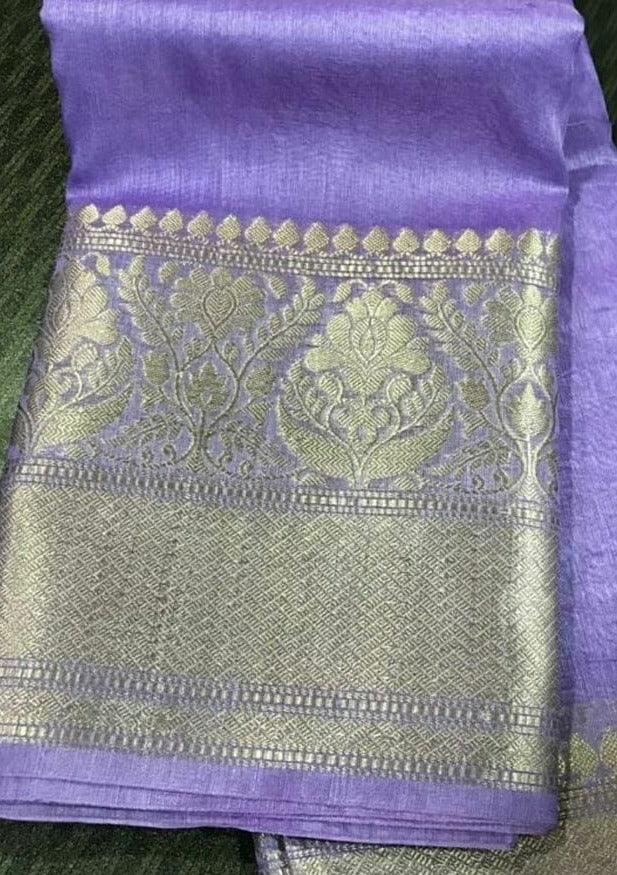 Pure Handwoven Silk Linen Banarasi