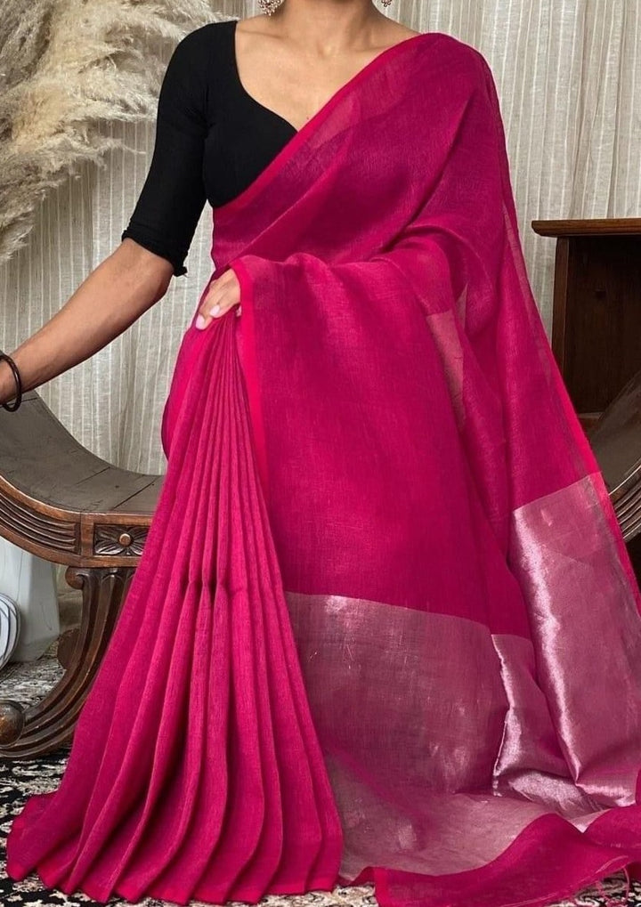 Pink Bengal Khadi Saree