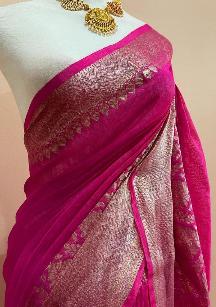 Pure Handwoven Silk Linen Banarasi