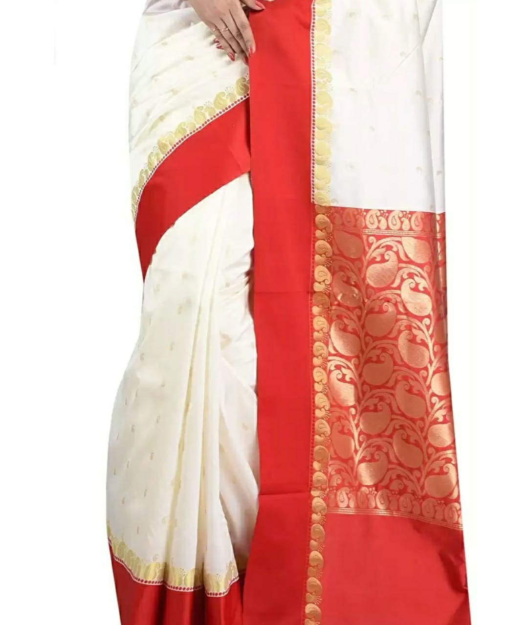 White Red Saree