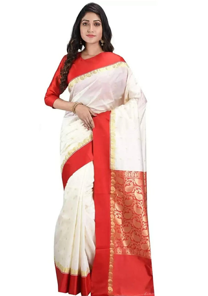 White Red Saree