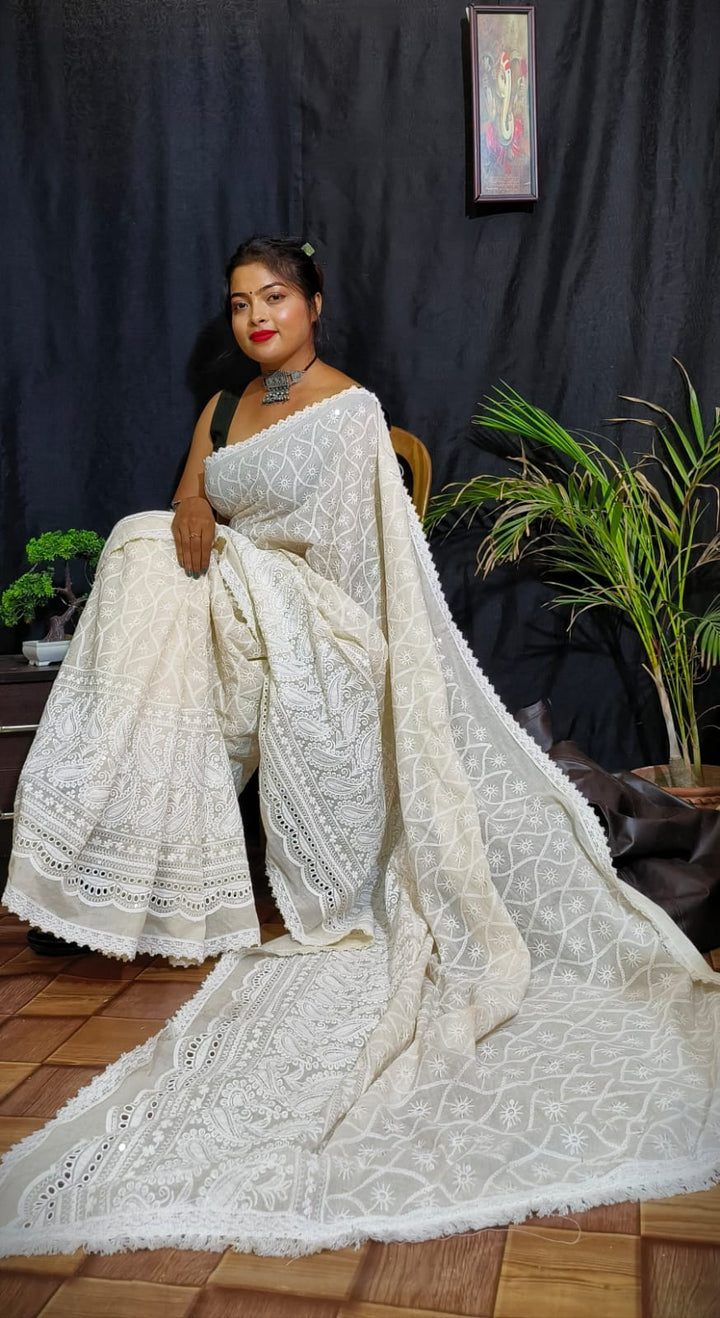 Cotton Hakoba Embroidery Saree