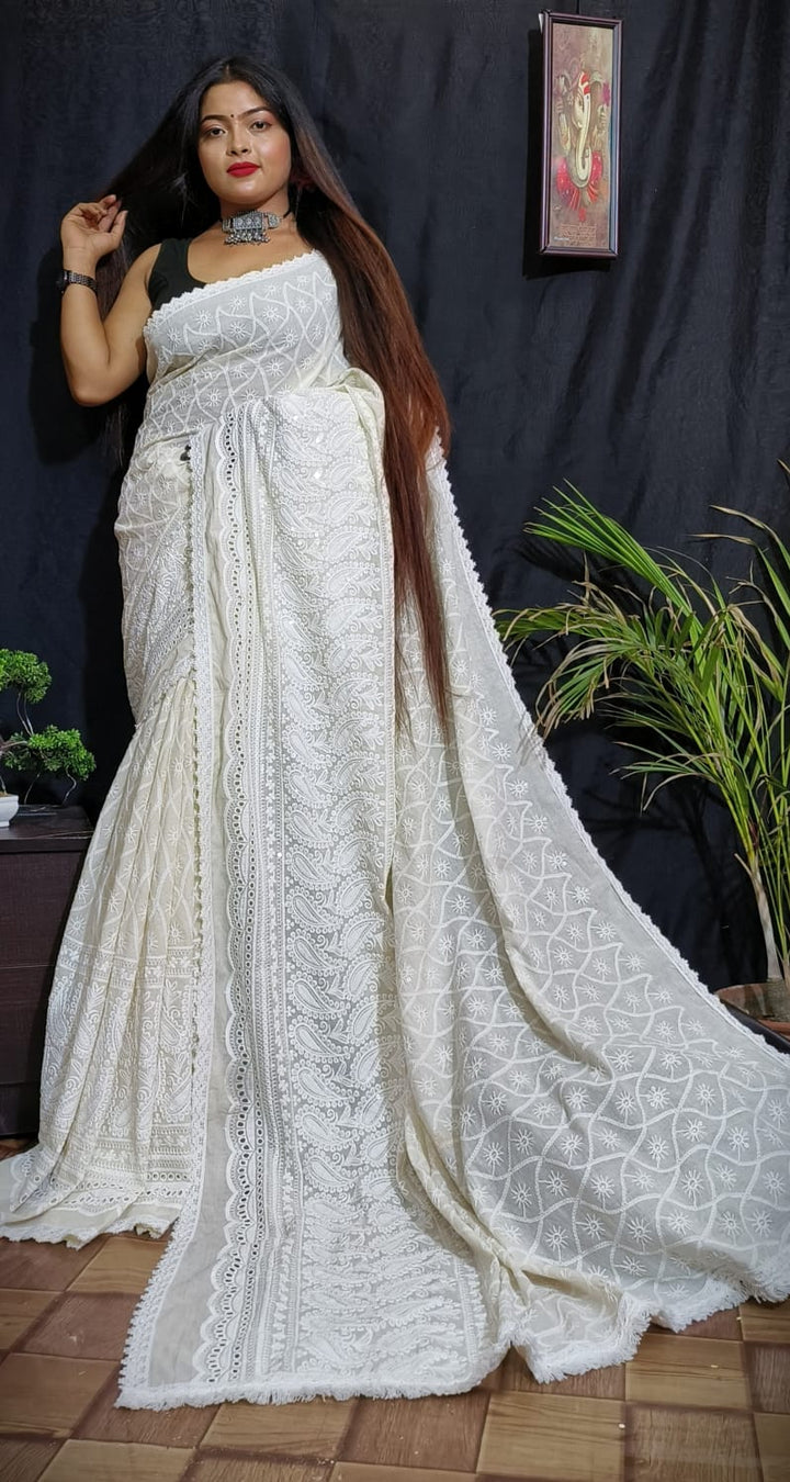 Cotton Hakoba Embroidery Saree