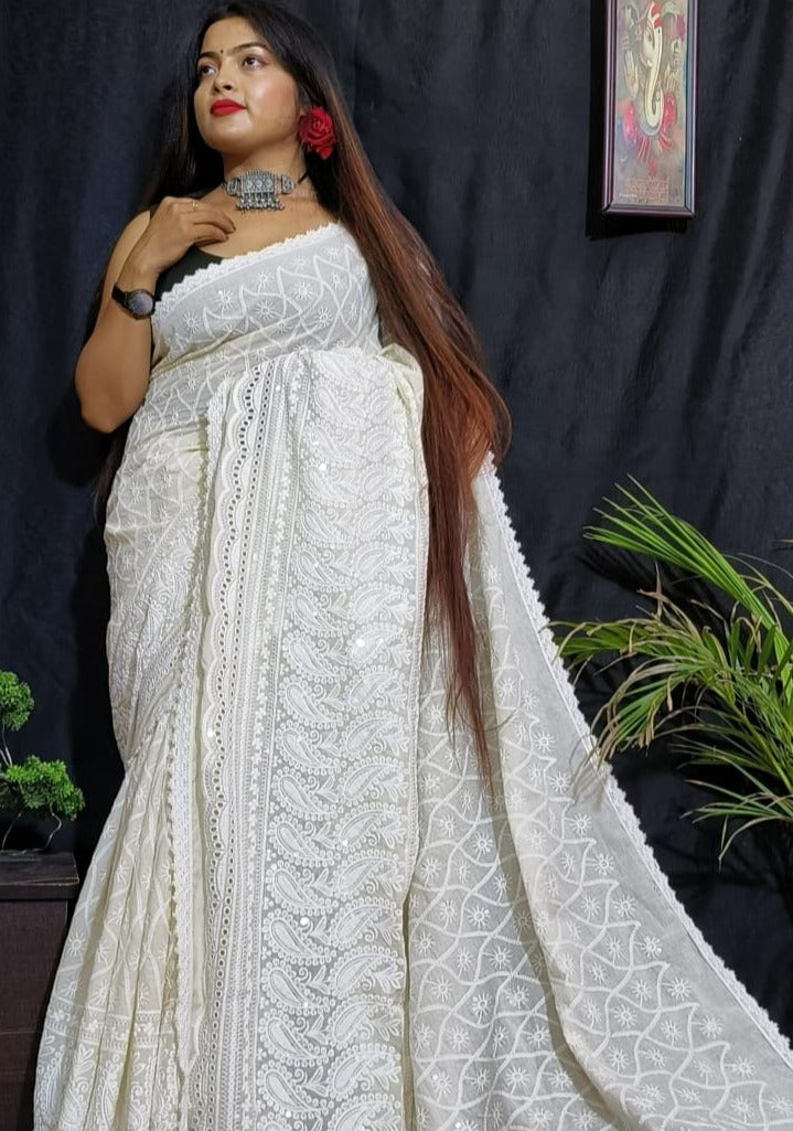 Cotton Hakoba Embroidery Saree