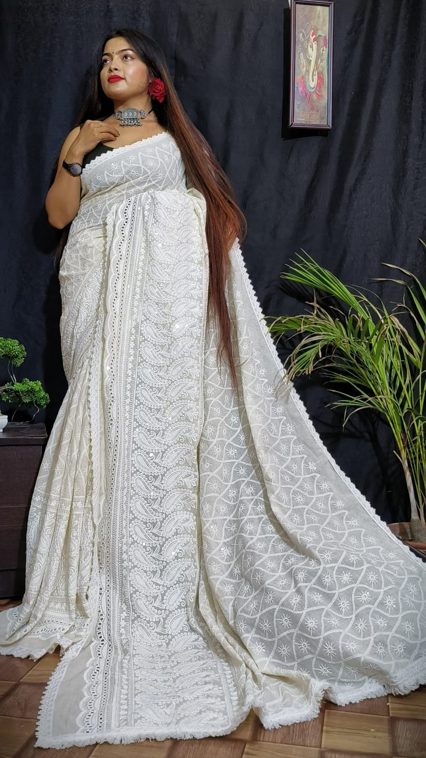 Cotton Hakoba Embroidery Saree