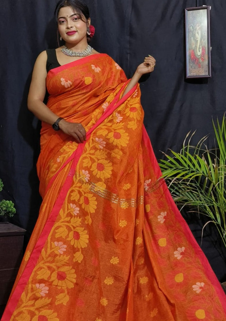 Bengal Dhakai Jamdani Saree – Monamaar