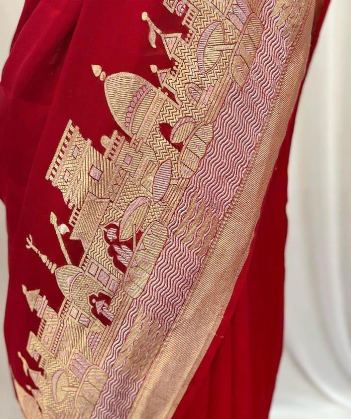 Ganga Ghat Semi Georgette Saree