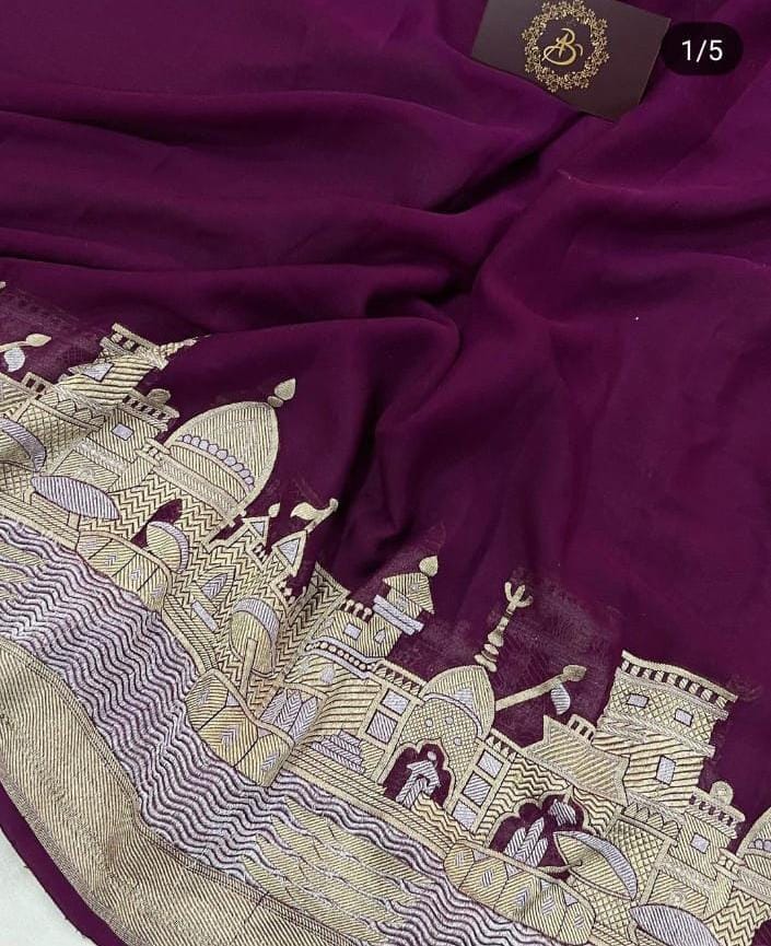 Ganga Ghat Semi Georgette Saree