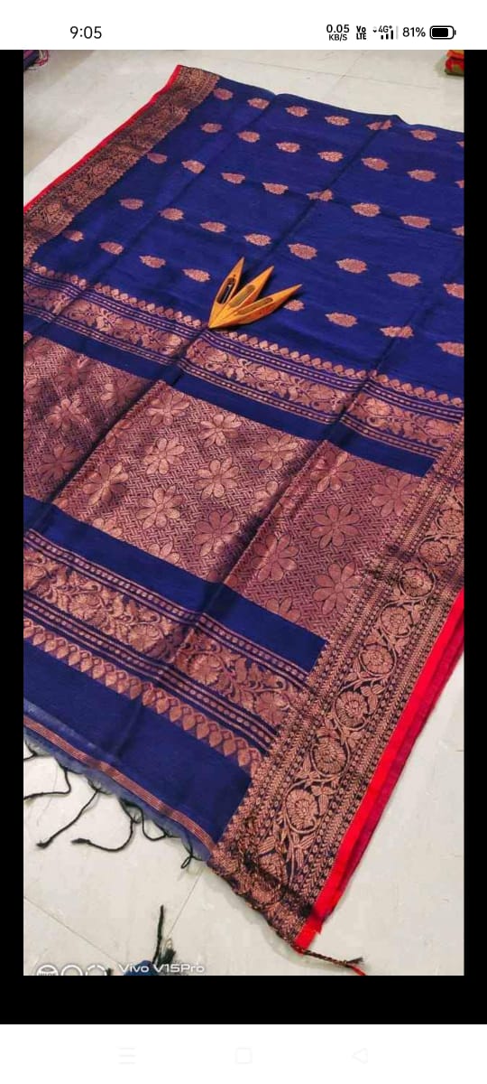 Pure Linen Banarasi Saree