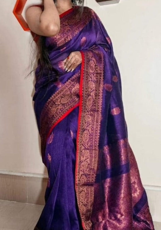 Pure Linen Banarasi Saree