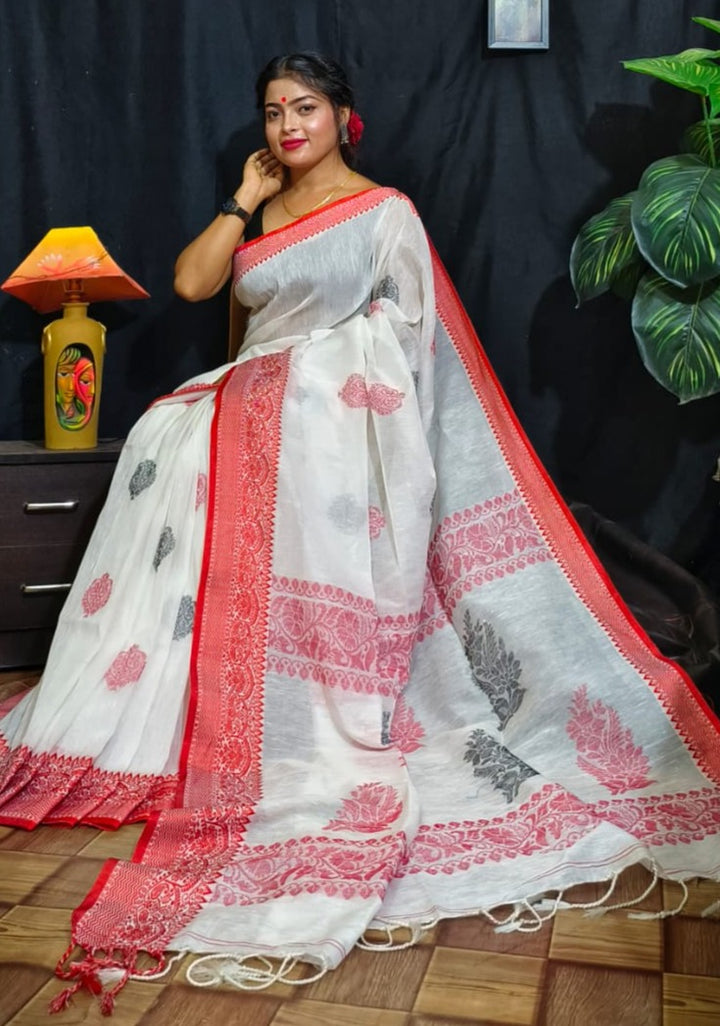 Linen Jamdani Saree