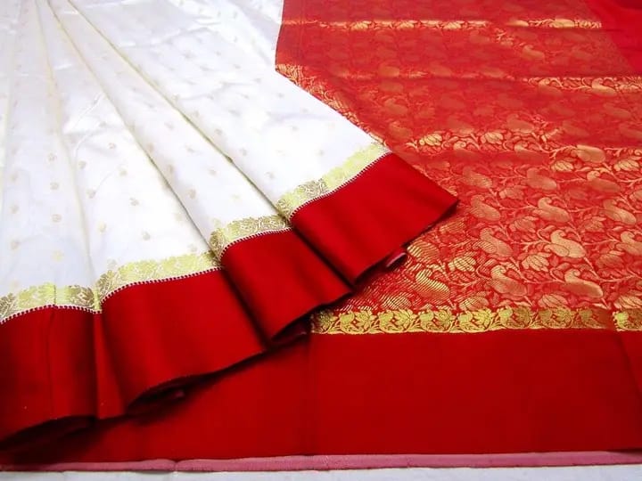 White Red Saree