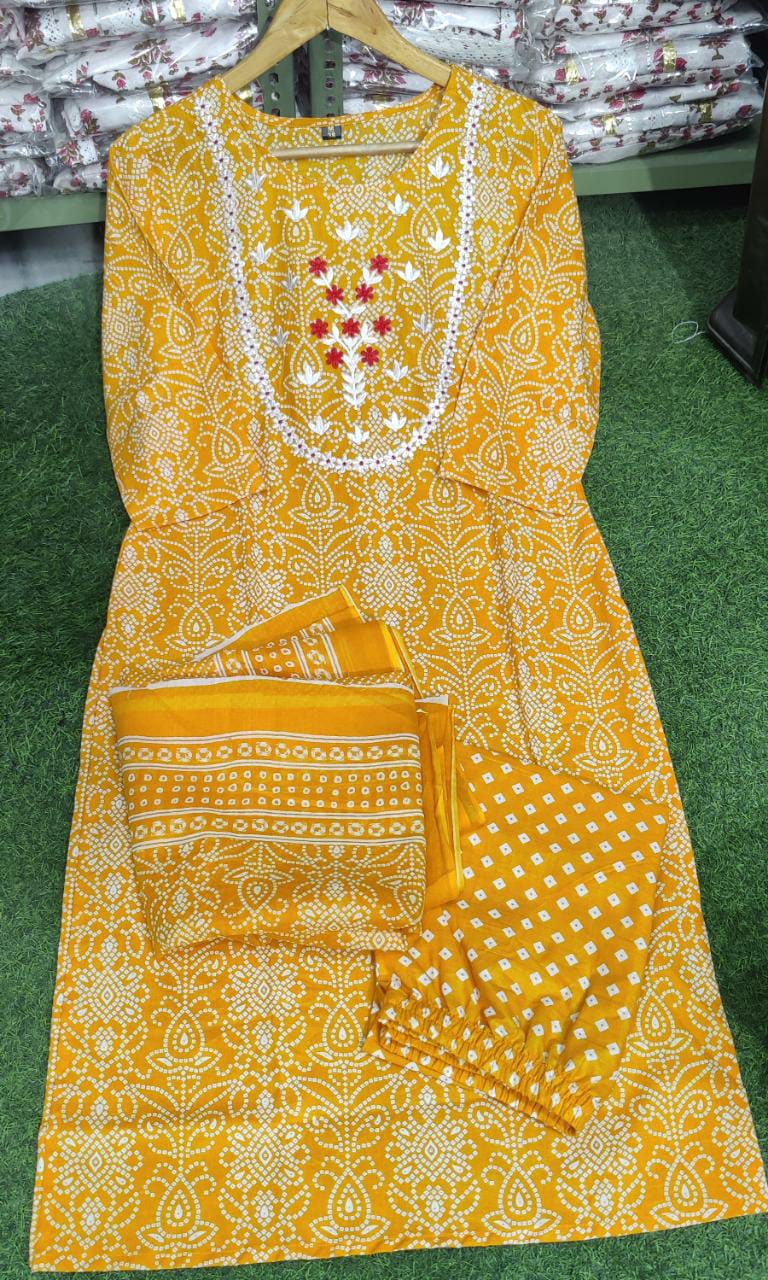 Incredible Bandhni Cotton Kurti Set