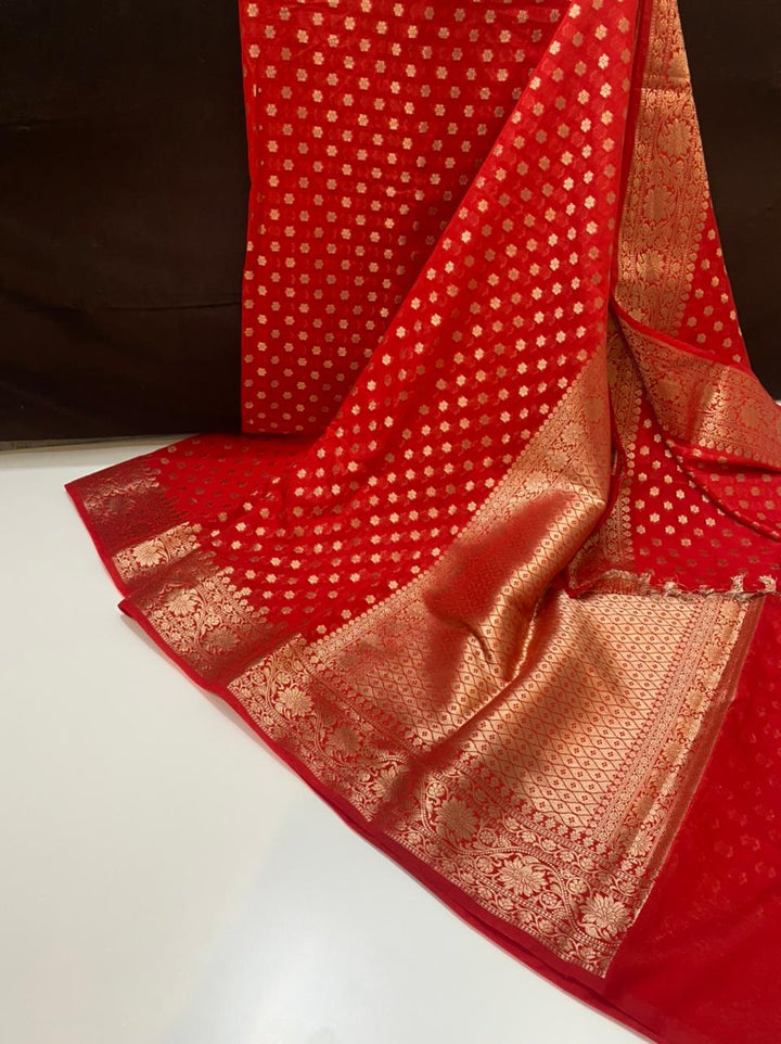 Royal Red Banarasi Semi Georgette Saree