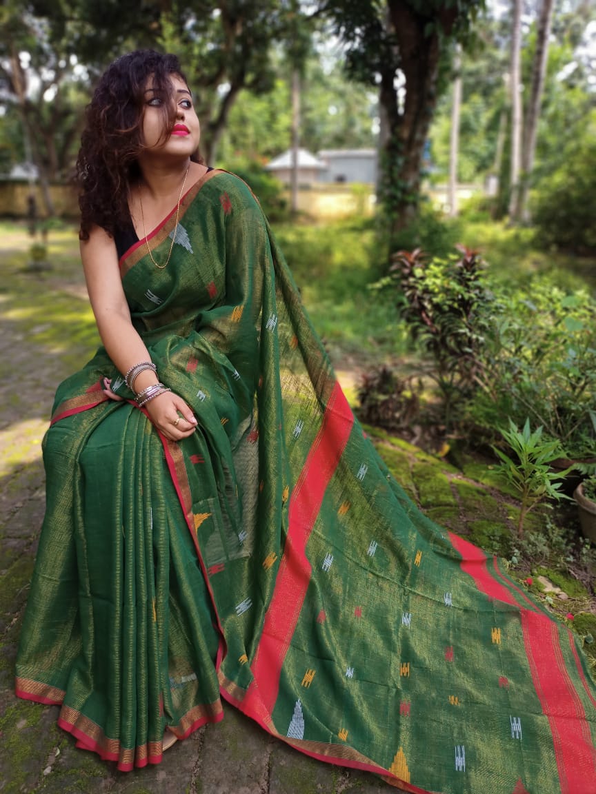 Tissue Linen Saree Monamaar