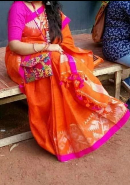 Bougainvillea Poetry Linen Jamdani Saree