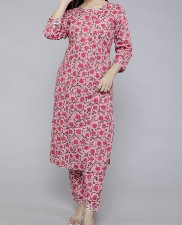 Pink Kota Doriya Kurti Set