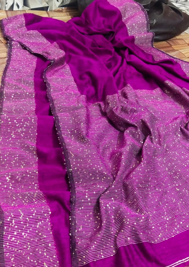 Sequins Work Handloom Saree