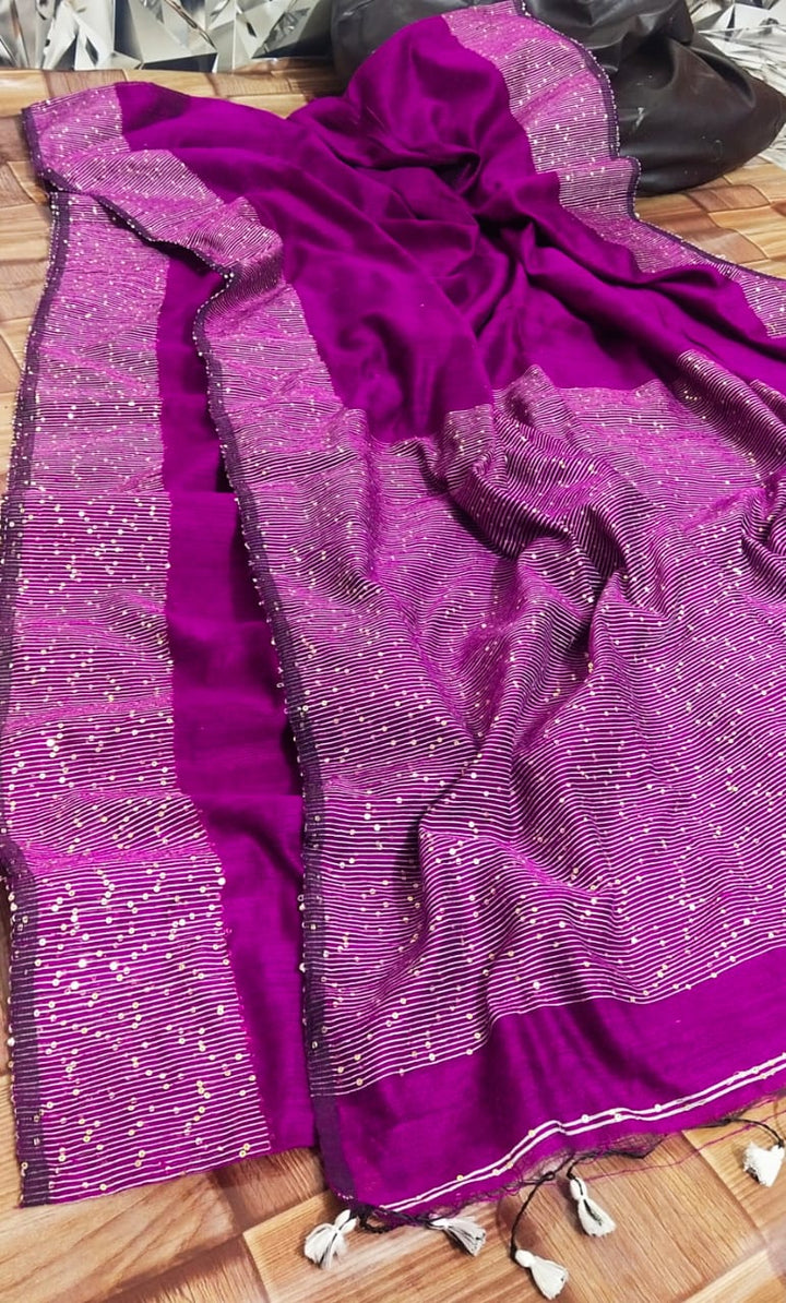 Sequins Work Handloom Saree