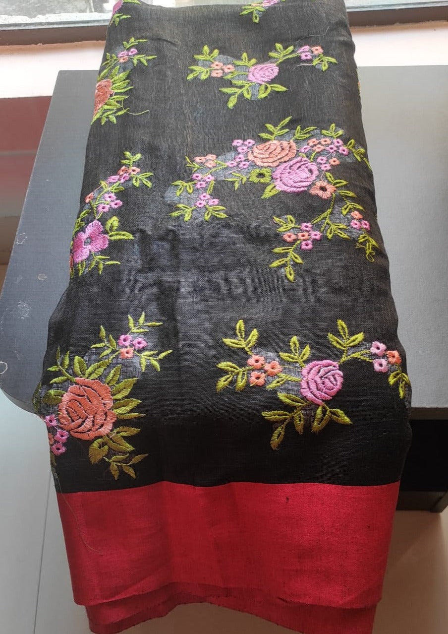 Linen Embroidery Saree