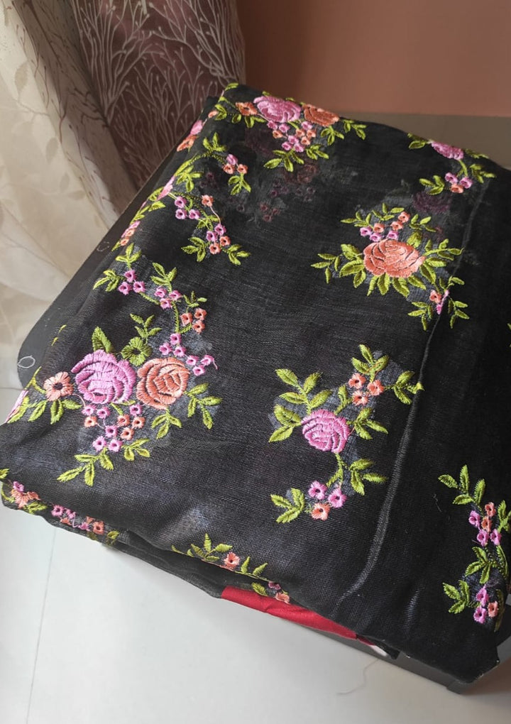 Linen Embroidery Saree