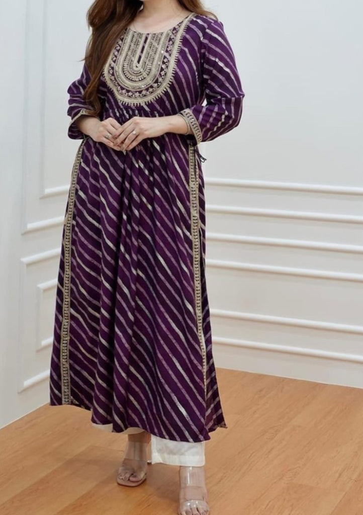 Jamni purple colours combination ideas banarasi suits kurti dress - YouTube