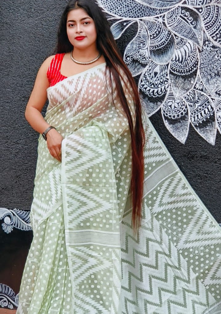 Rojnamcha Bengal Dhakai Jamdani Saree