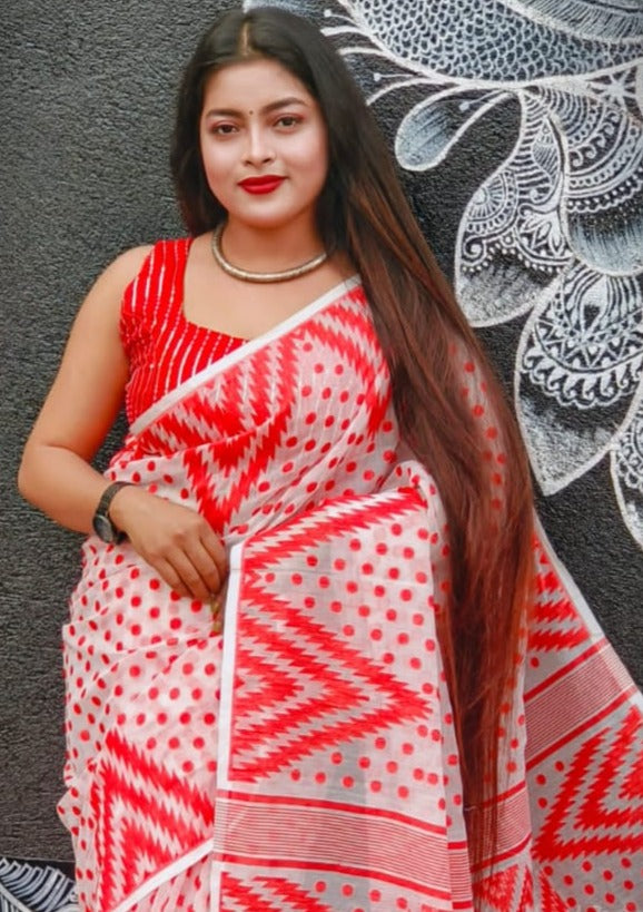 Rojnamcha Bengal Dhakai Jamdani Saree