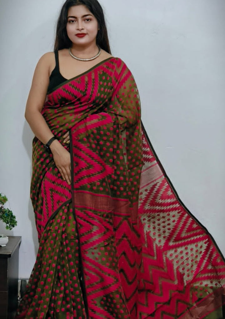 Rojnamcha Bengal Dhakai Jamdani Saree