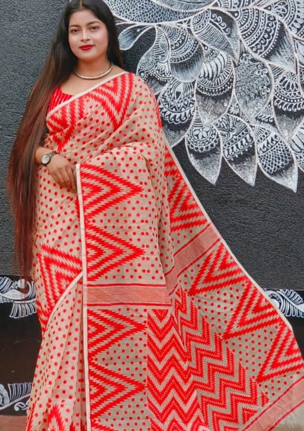 Rojnamcha Bengal Dhakai Jamdani Saree