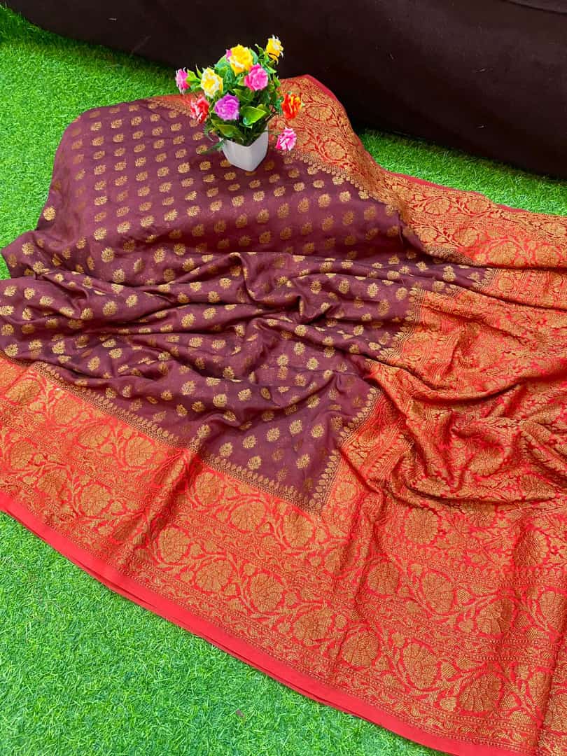 Lavender Color Kora Silk Handwoven Banarasi Saree – Banarasi Shagun