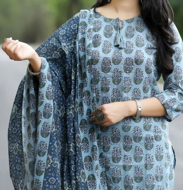 Dusty Blue Kurti Set