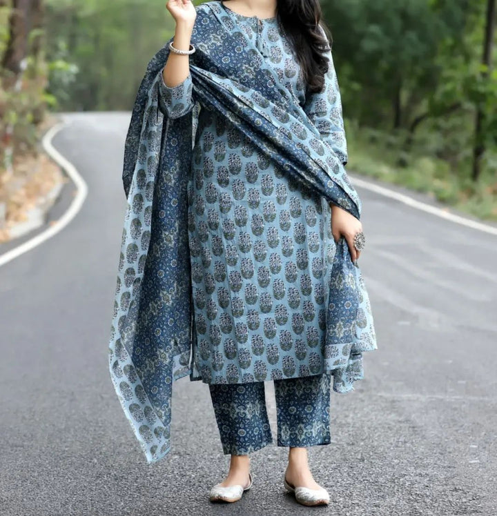 Dusty Blue Kurti Set