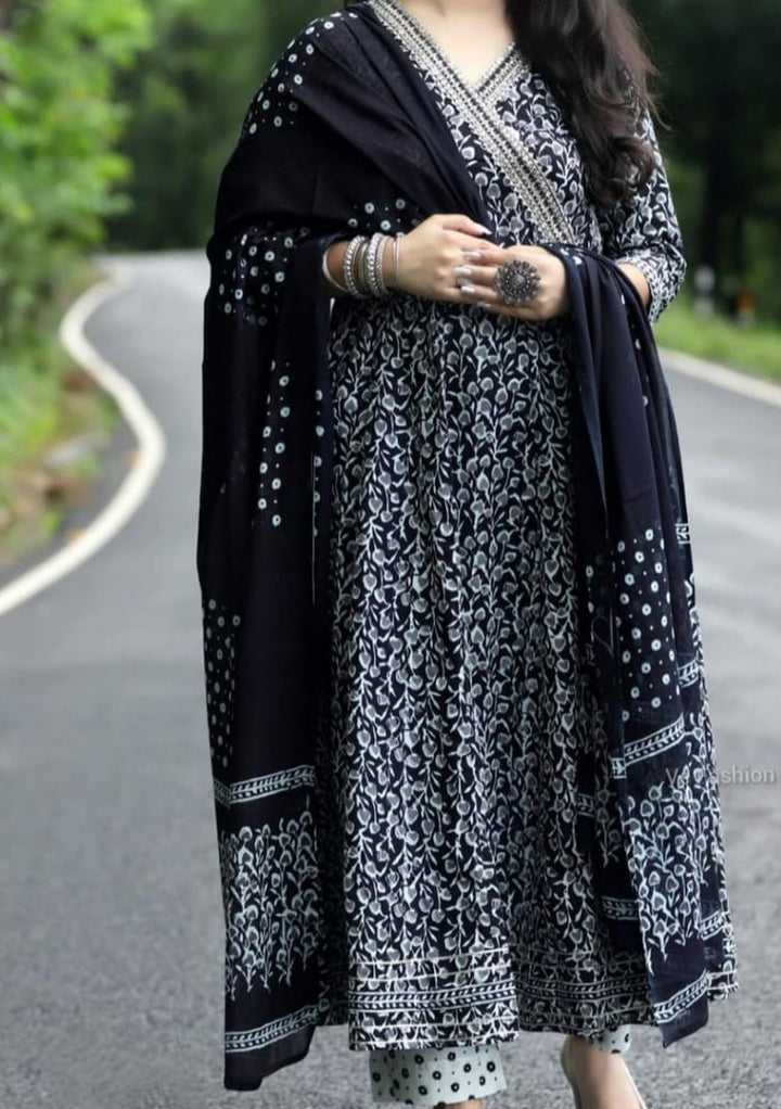 Black Anarkali  Kurti Set