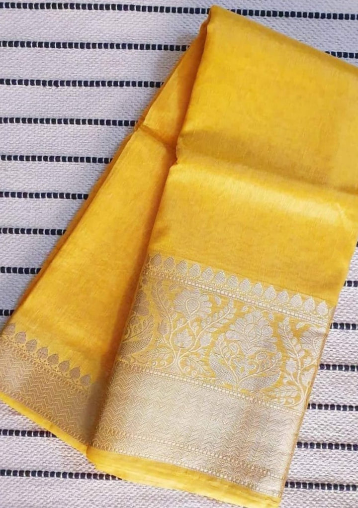 Pure Handwoven Silk Linen Banarasi