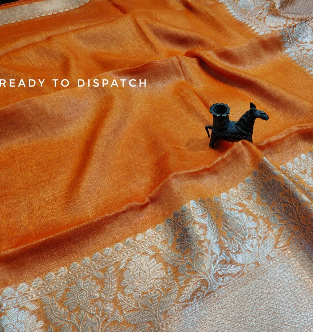 Pure Handwoven Silk Linen Banarasi