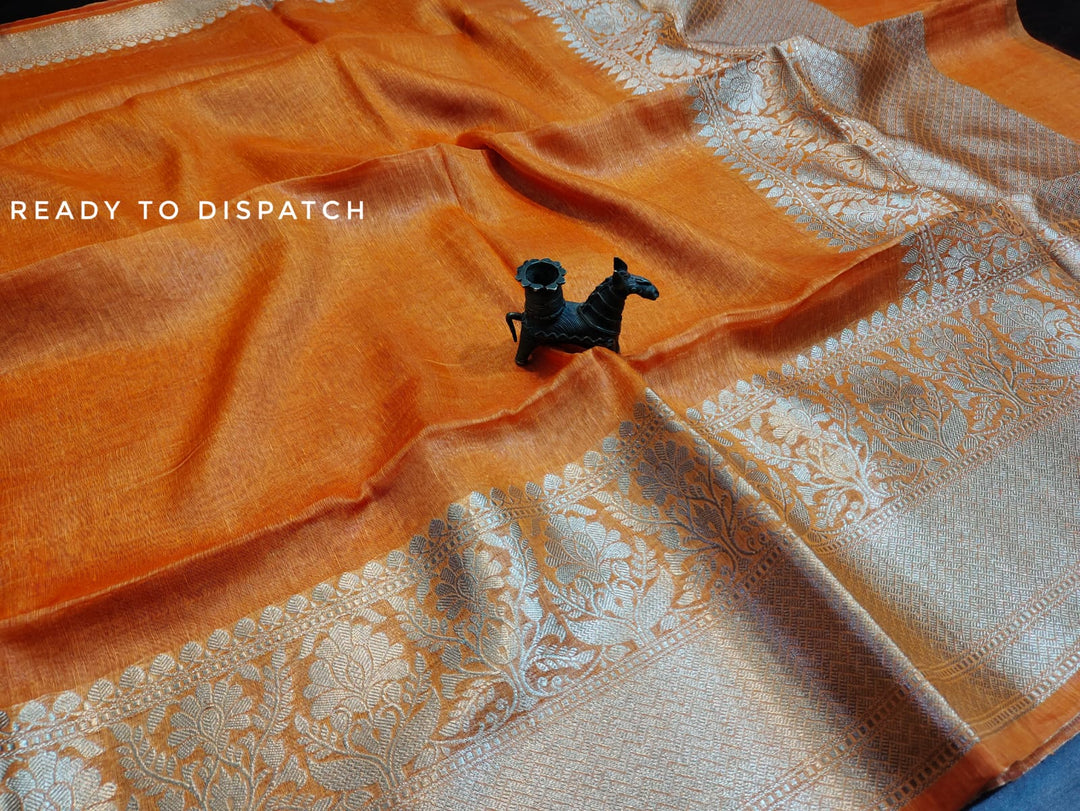 Pure Handwoven Silk Linen Banarasi