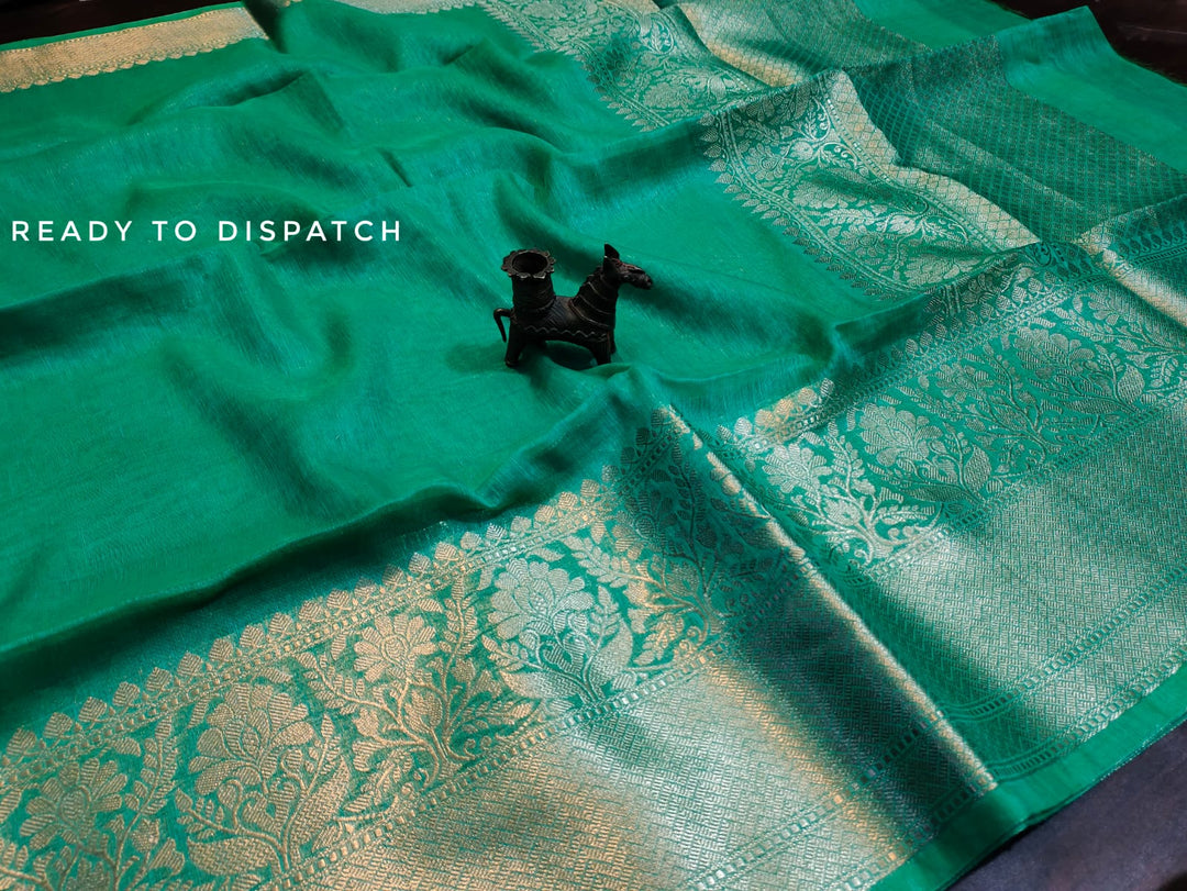 Pure Handwoven Silk Linen Banarasi