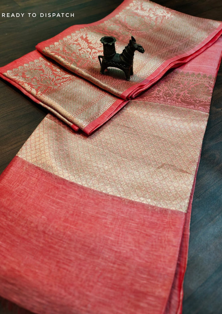 Pure Handwoven Silk Linen Banarasi