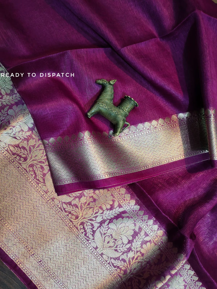 Pure Handwoven Silk Linen Banarasi