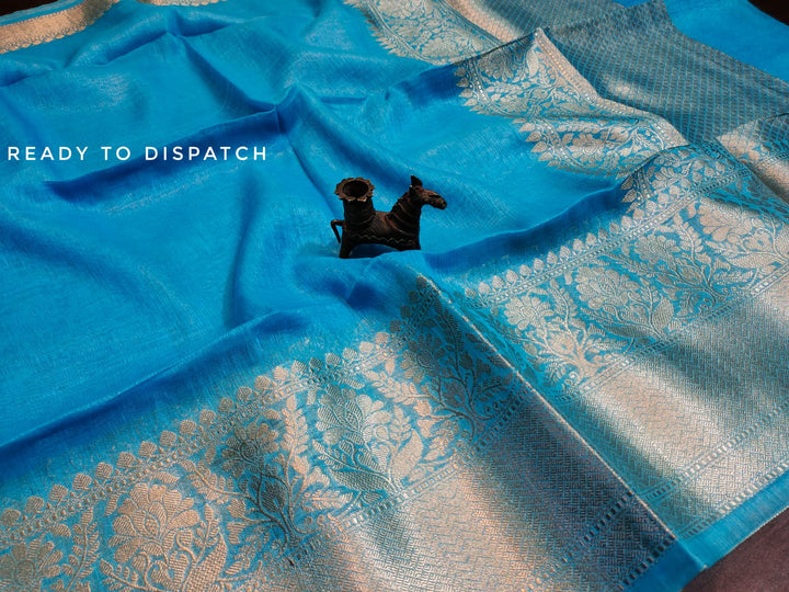 Pure Handwoven Silk Linen Banarasi