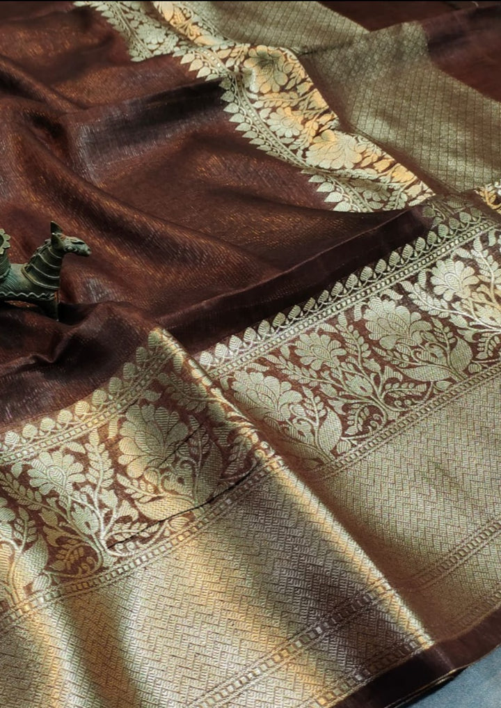 Pure Handwoven Silk Linen Banarasi