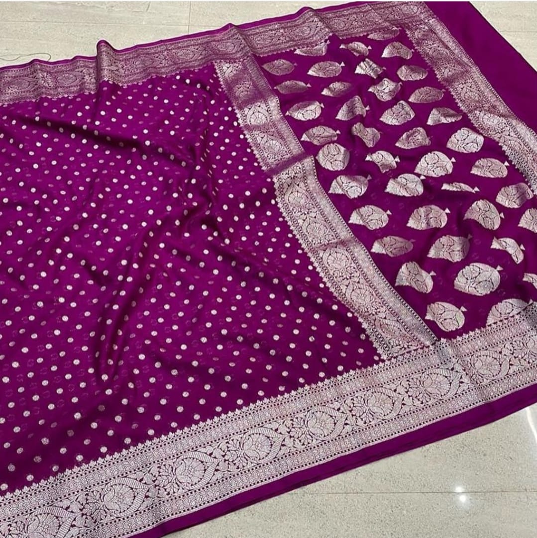 Banarasi Semi Katan Georgette Soft Silk  Saree