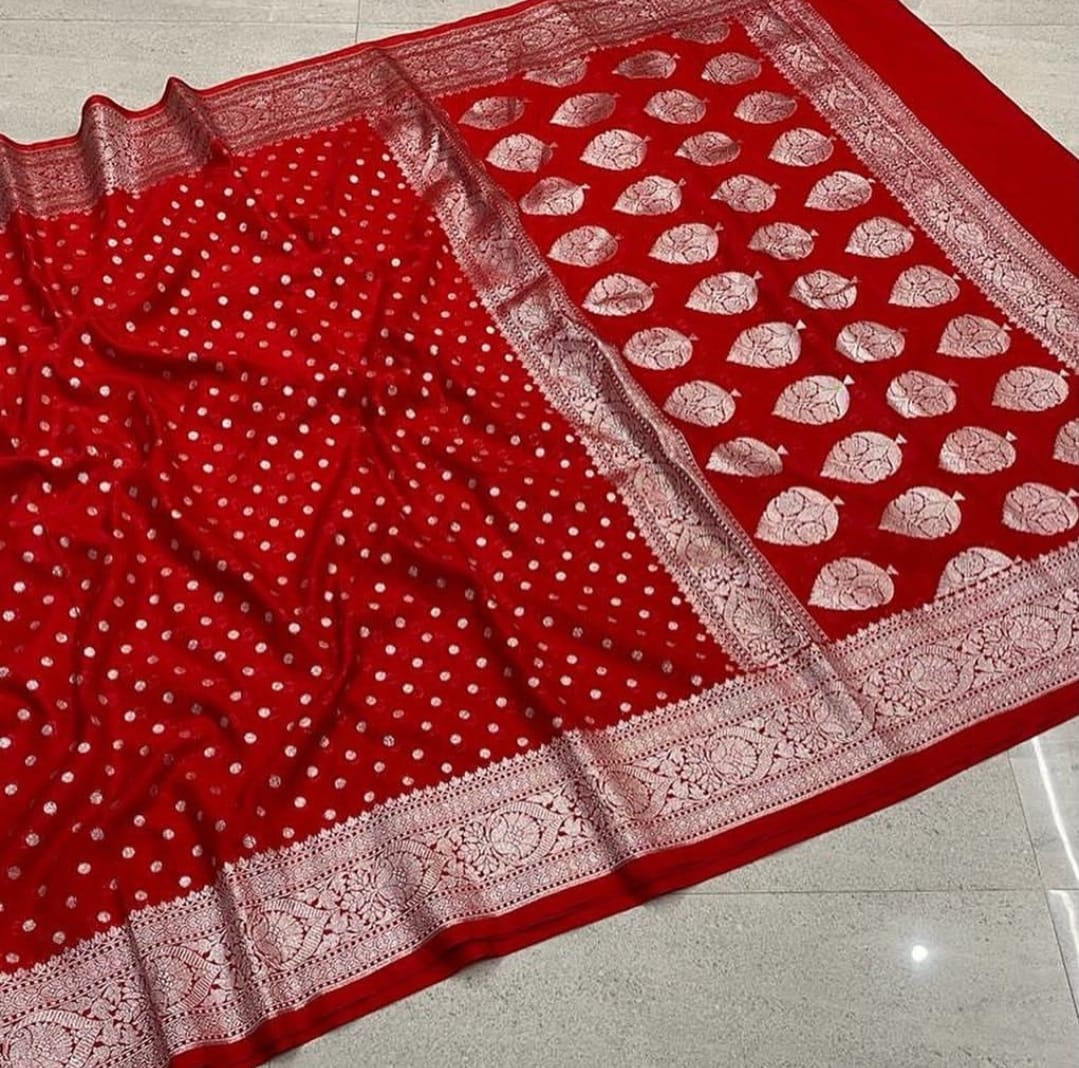 Banarasi Semi Katan Georgette Soft Silk  Saree