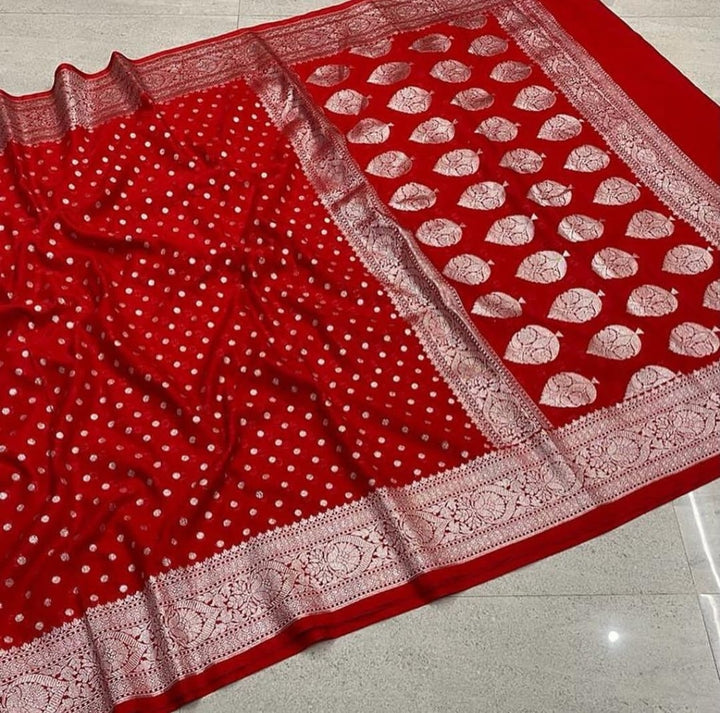 Banarasi Semi Katan Georgette Soft Silk  Saree