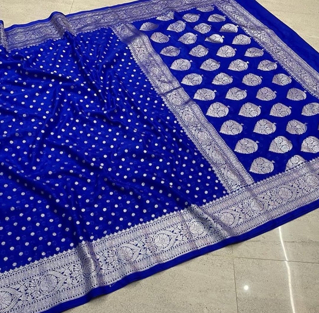 Banarasi Semi Katan Georgette Soft Silk  Saree