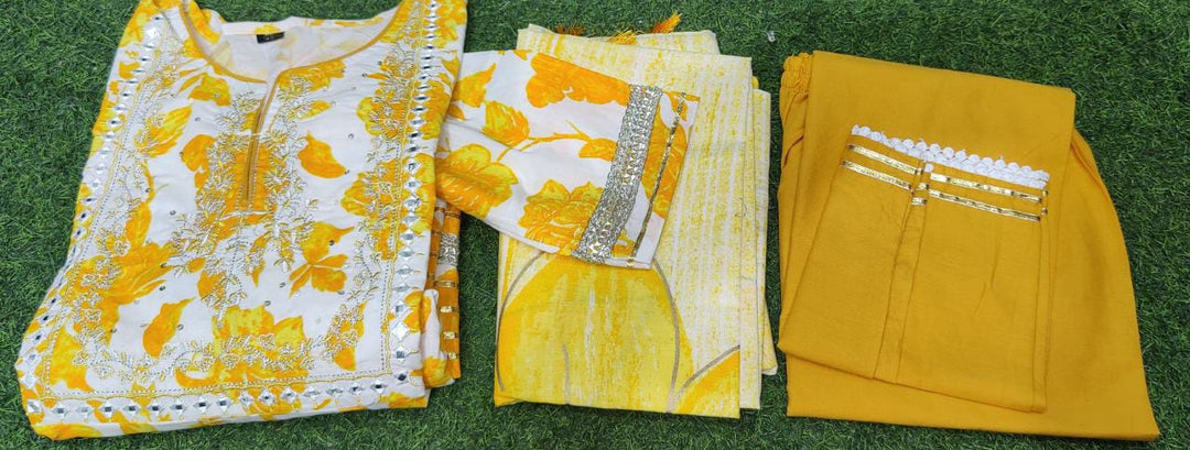 Yellow Rose Kurti Set