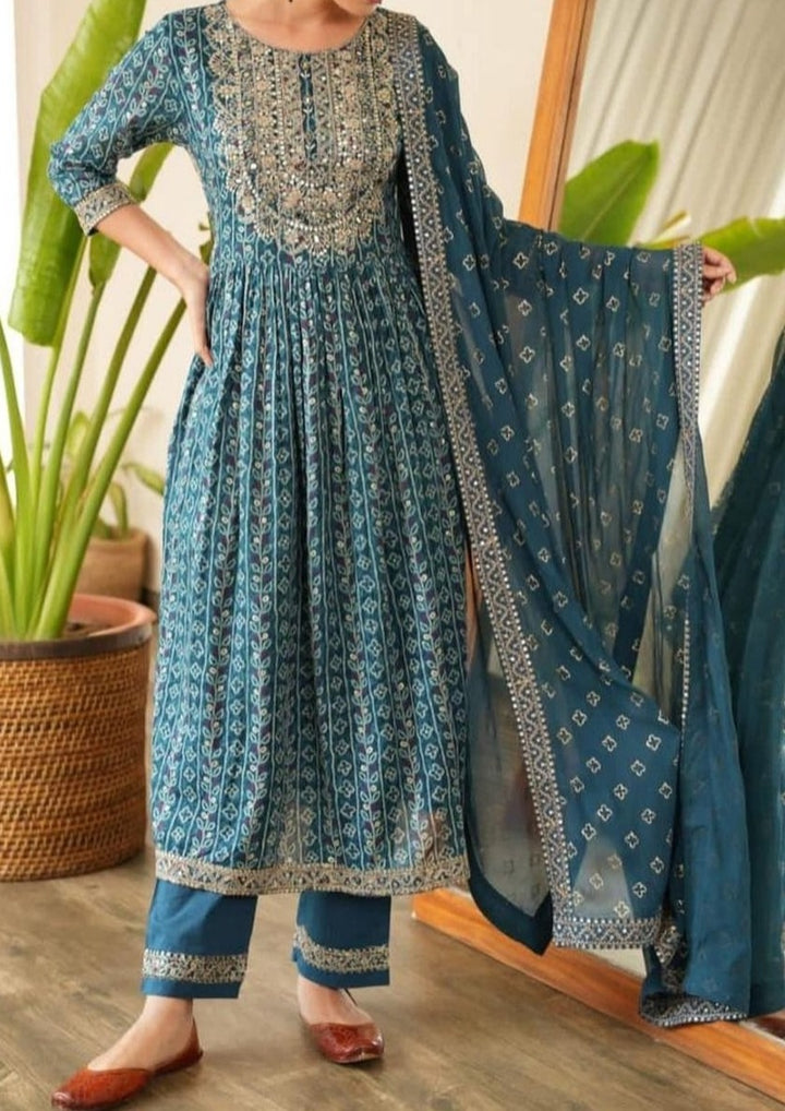 French Blue Kurti Set